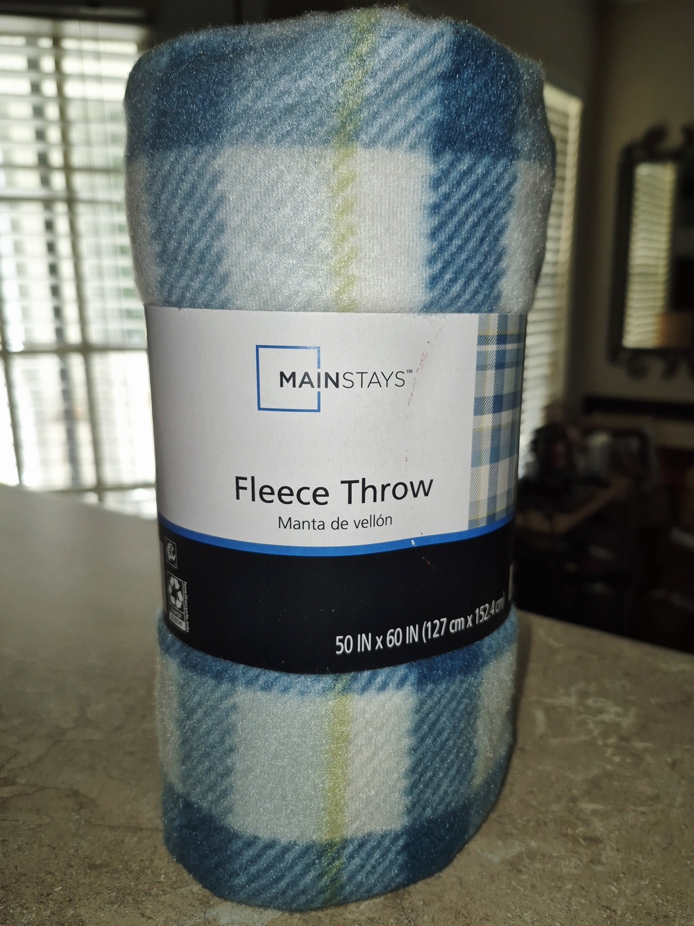 Blue Plaid Fleece Throw Blanket